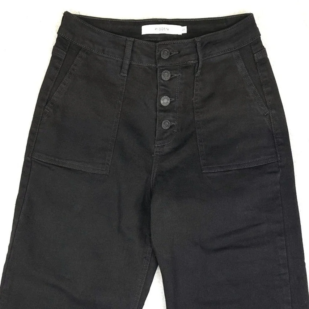 Hidden High Rise‎ Straight Ankle Raw Hem Black Jeans Women's 27